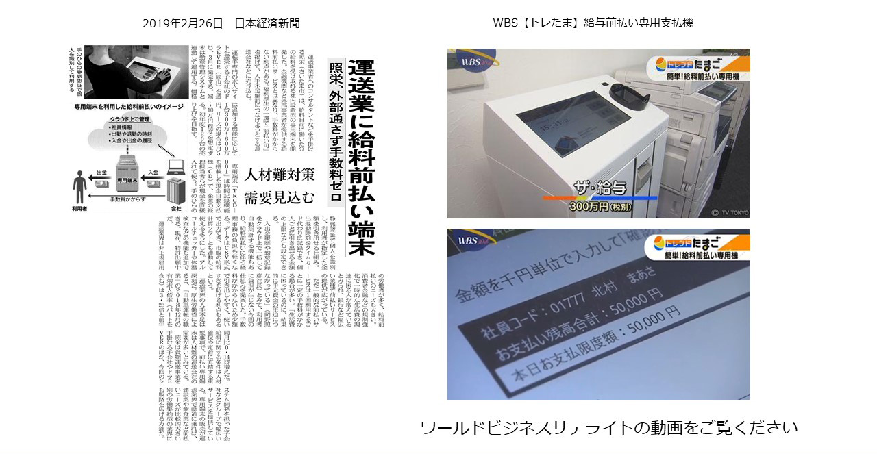 日本経済新聞やワールドビジネスサテライトで紹介されました