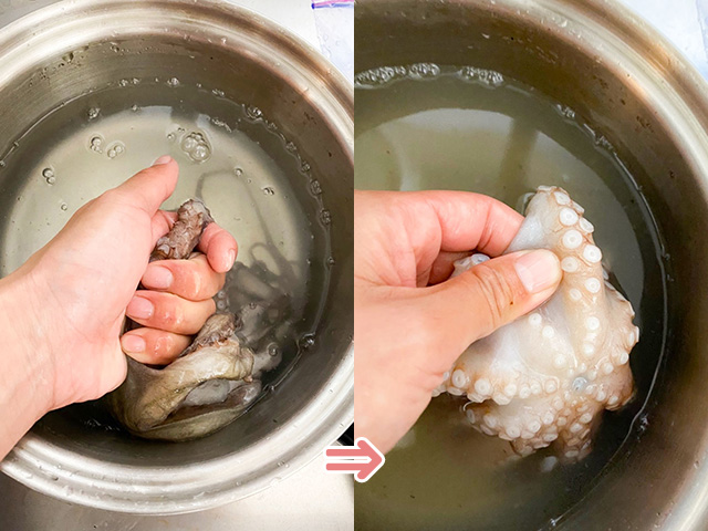 【タコのぬめり取り】半解凍したらぎゅーーっと…